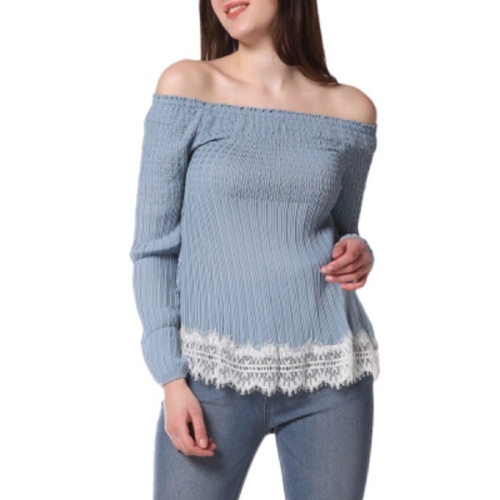 Willow & Clay Shirred Cold/ Off Shoulder Top Sz XS